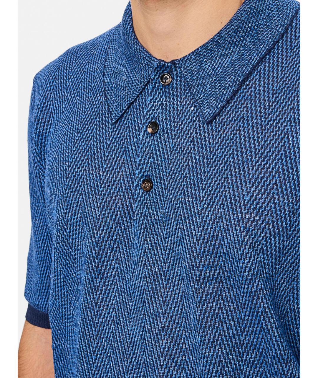 BOTTEGA VENETA Синее поло с коротким рукавом, фото 5