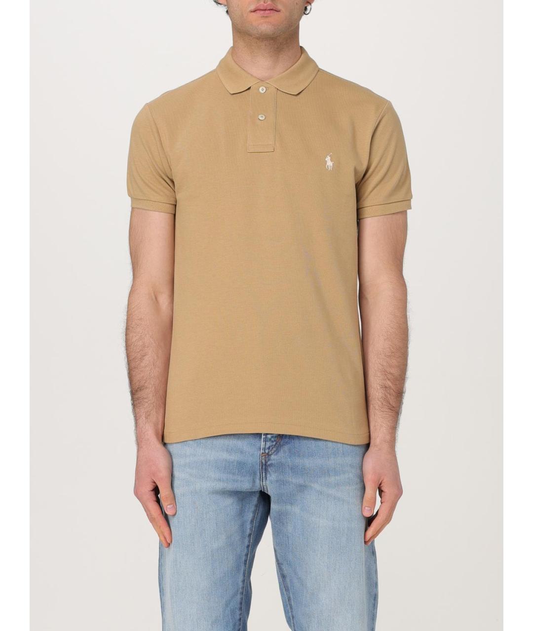 POLO RALPH LAUREN Бежевое поло с коротким рукавом, фото 2
