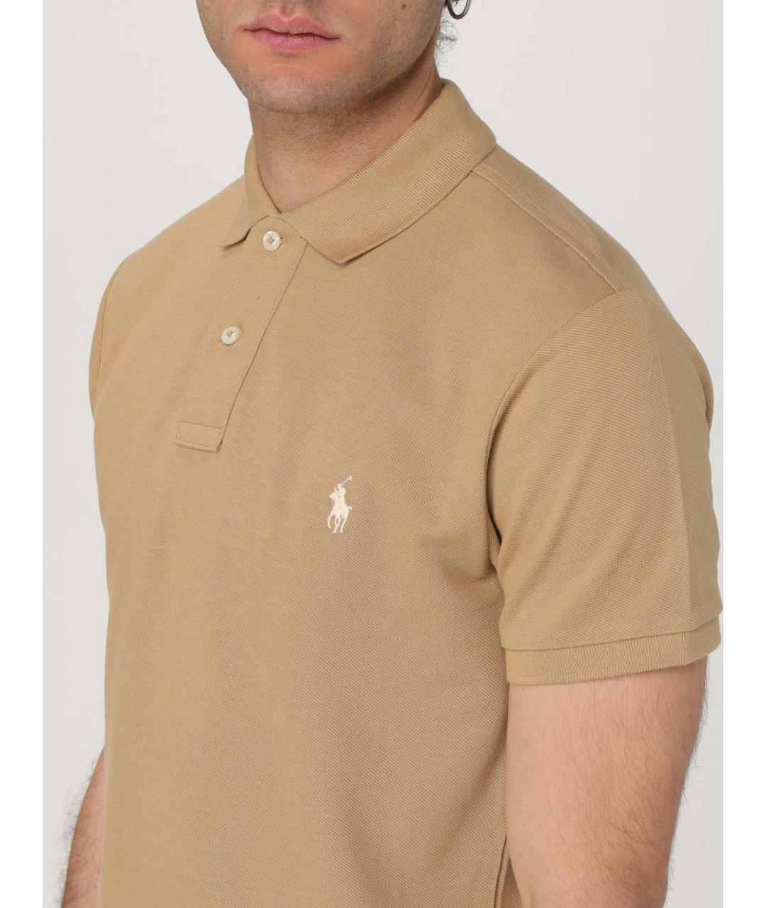 POLO RALPH LAUREN Бежевое поло с коротким рукавом, фото 4