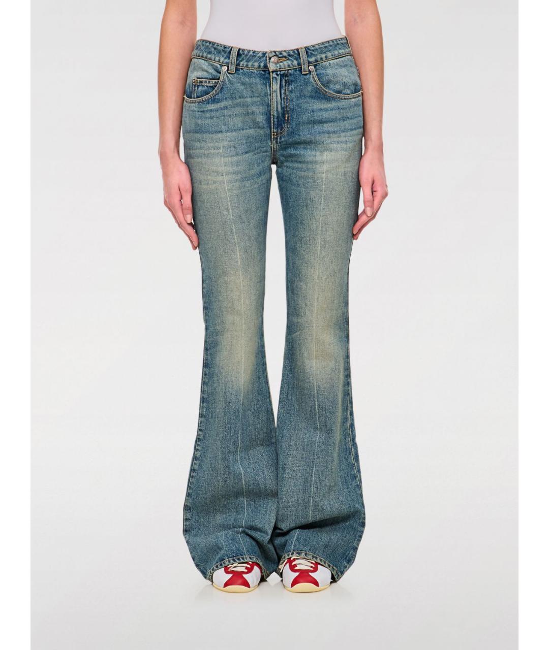 ALEXANDER MCQUEEN Синие хлопковые джинсы клеш, фото 2