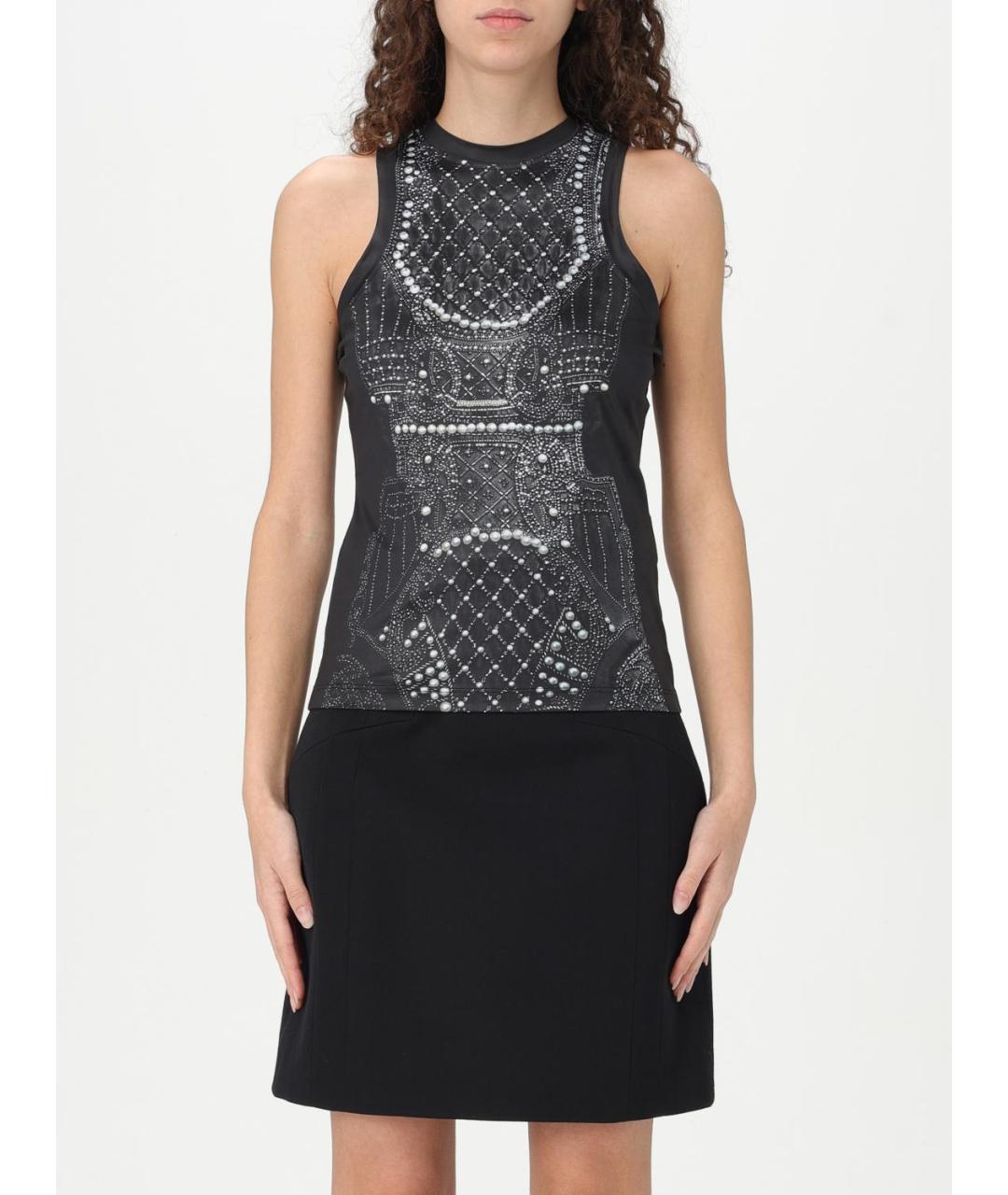 BALMAIN Серая синтетическая майка, фото 2