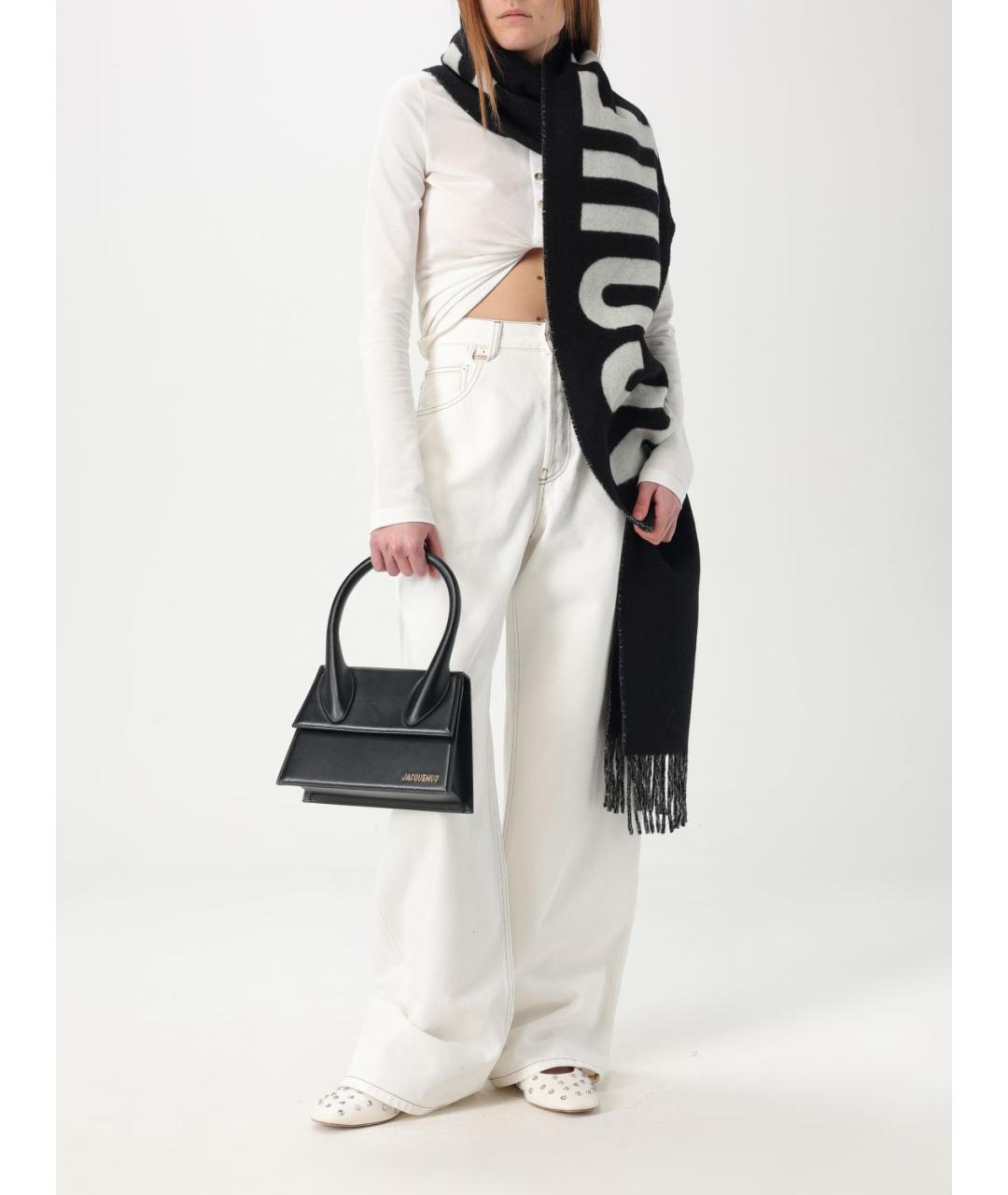 JACQUEMUS Черный шерстяной шарф, фото 4