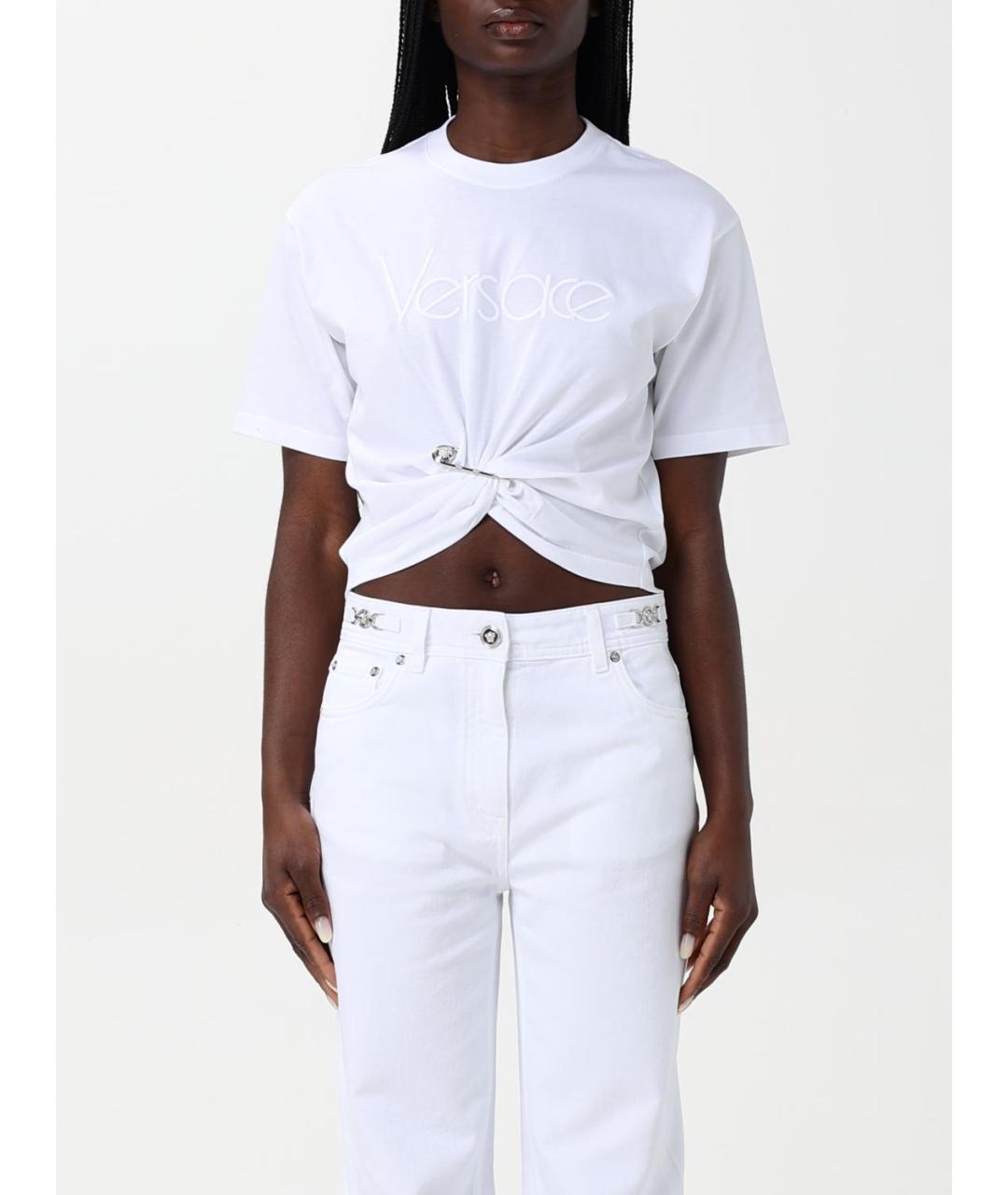 VERSACE Белая хлопковая футболка, фото 2