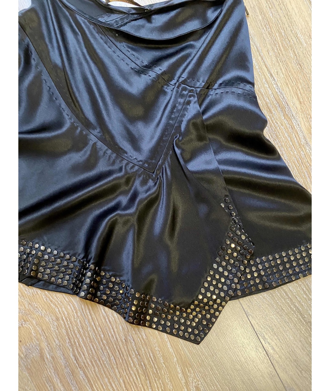 ROBERTO CAVALLI Черная шелковая юбка мини, фото 7
