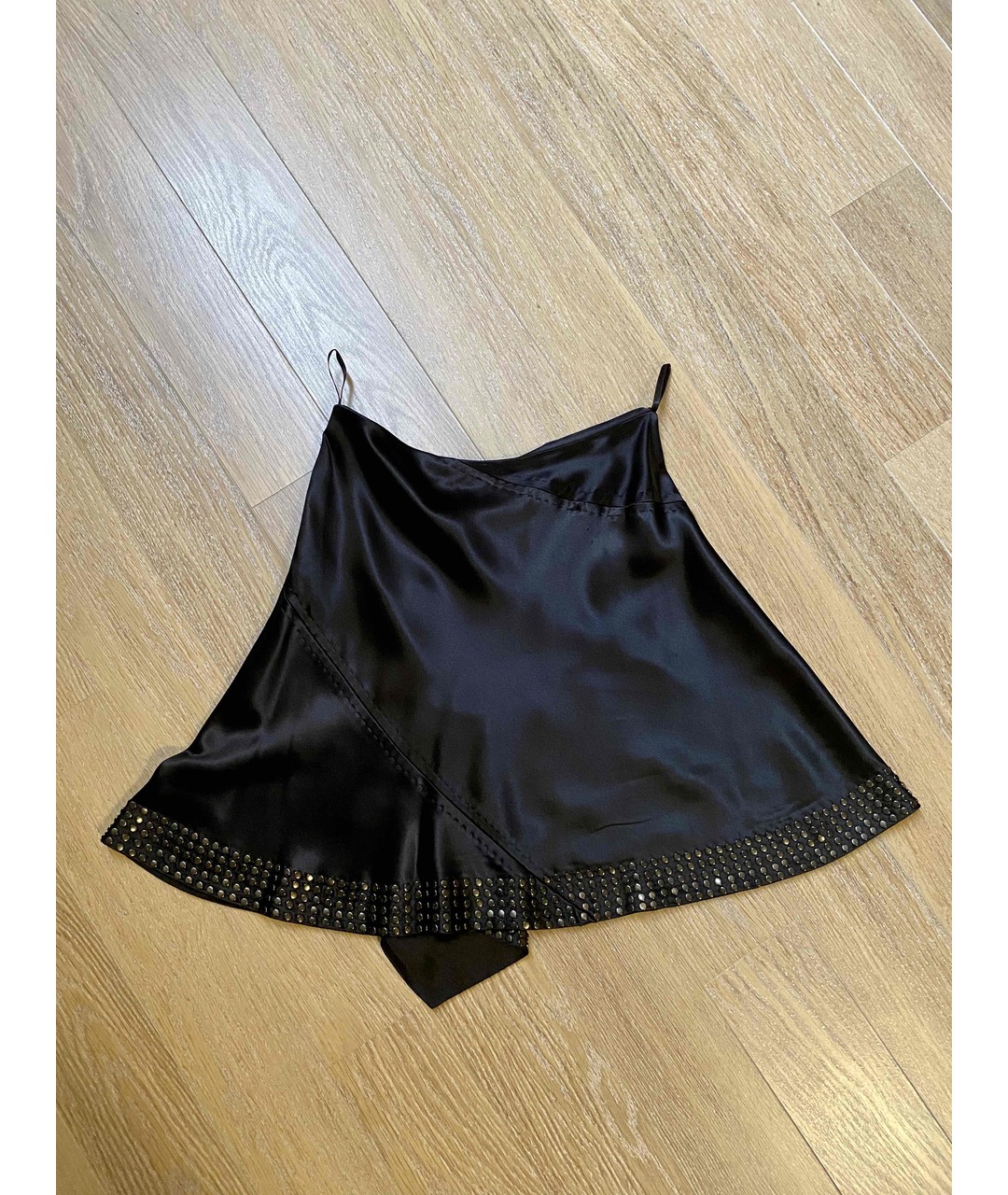 ROBERTO CAVALLI Черная шелковая юбка мини, фото 2