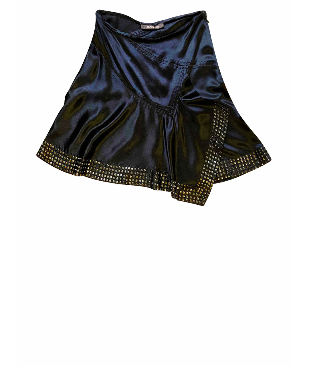 ROBERTO CAVALLI Черная шелковая юбка мини, фото 1