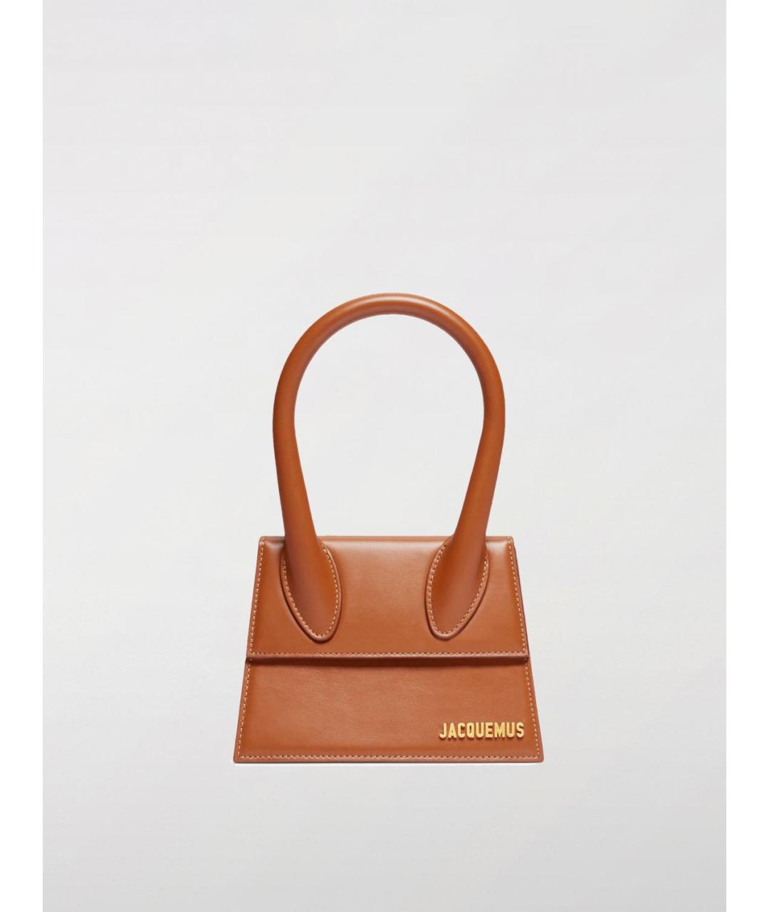 JACQUEMUS Коричневая кожаная сумка с короткими ручками, фото 5
