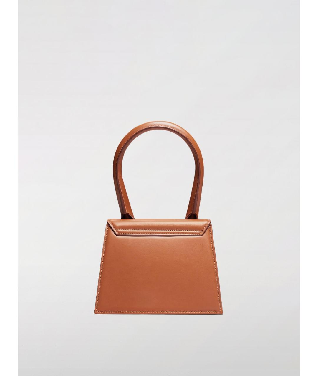 JACQUEMUS Коричневая кожаная сумка с короткими ручками, фото 2
