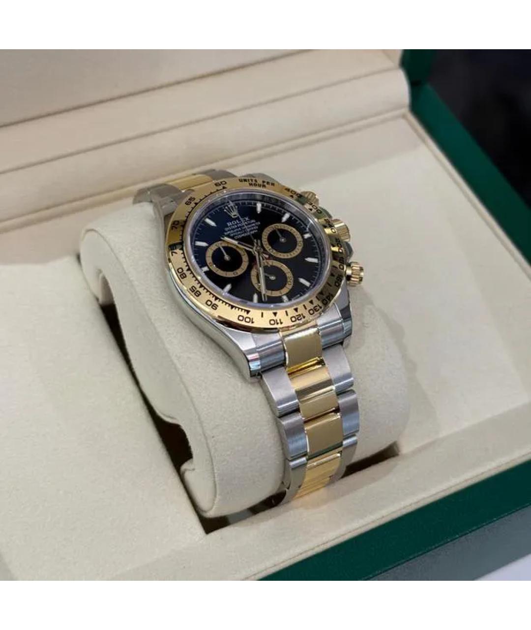 ROLEX Черные часы из желтого золота, фото 3