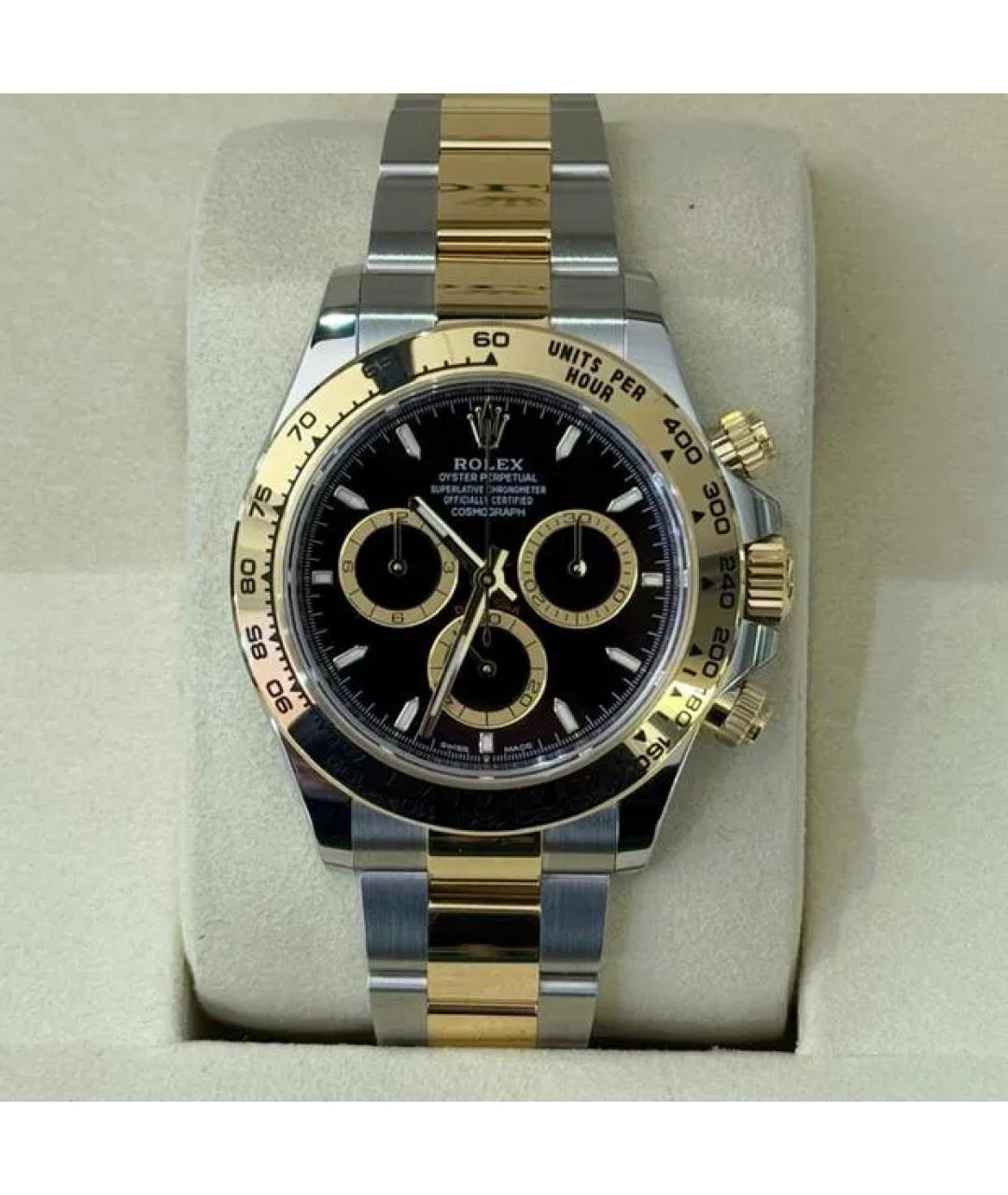 ROLEX Черные часы из желтого золота, фото 5