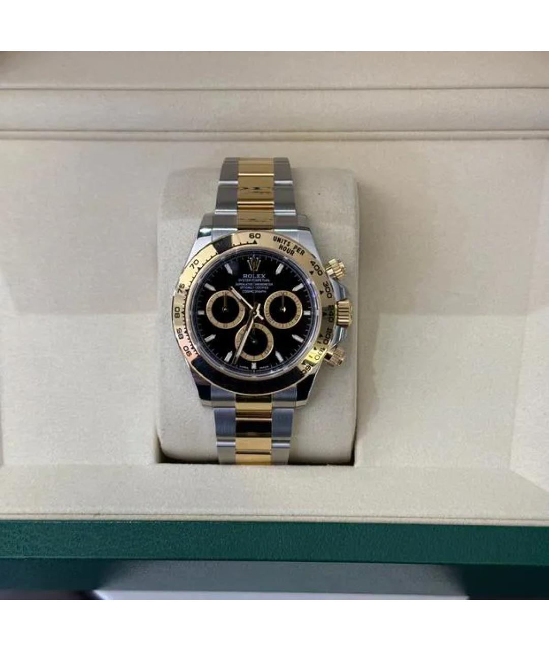 ROLEX Черные часы из желтого золота, фото 2
