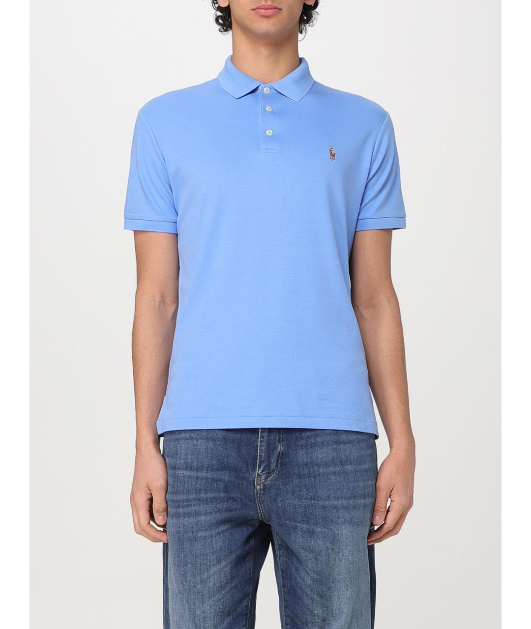 POLO RALPH LAUREN Голубое поло с коротким рукавом, фото 2