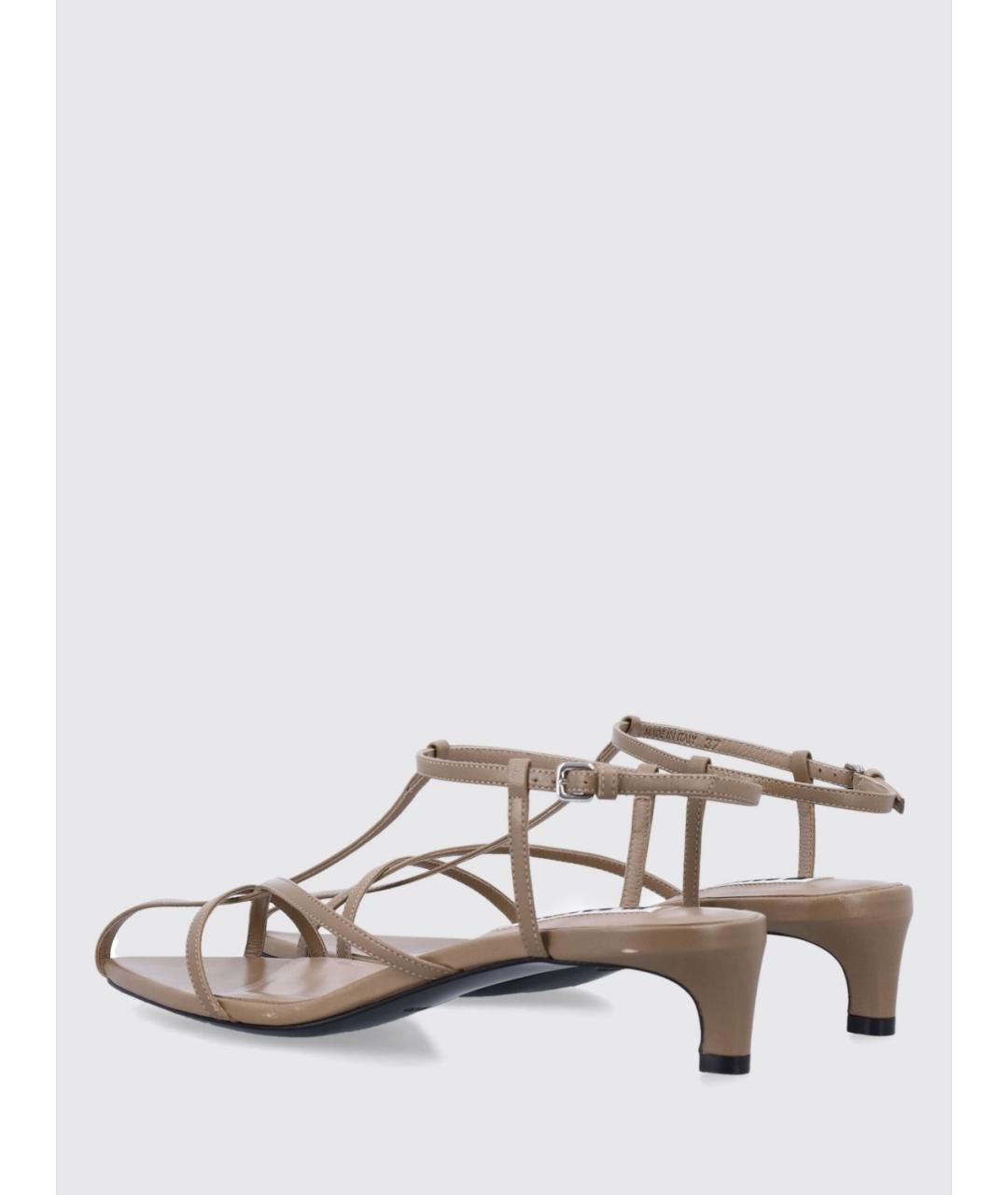 JIL SANDER Хаки кожаные босоножки, фото 3