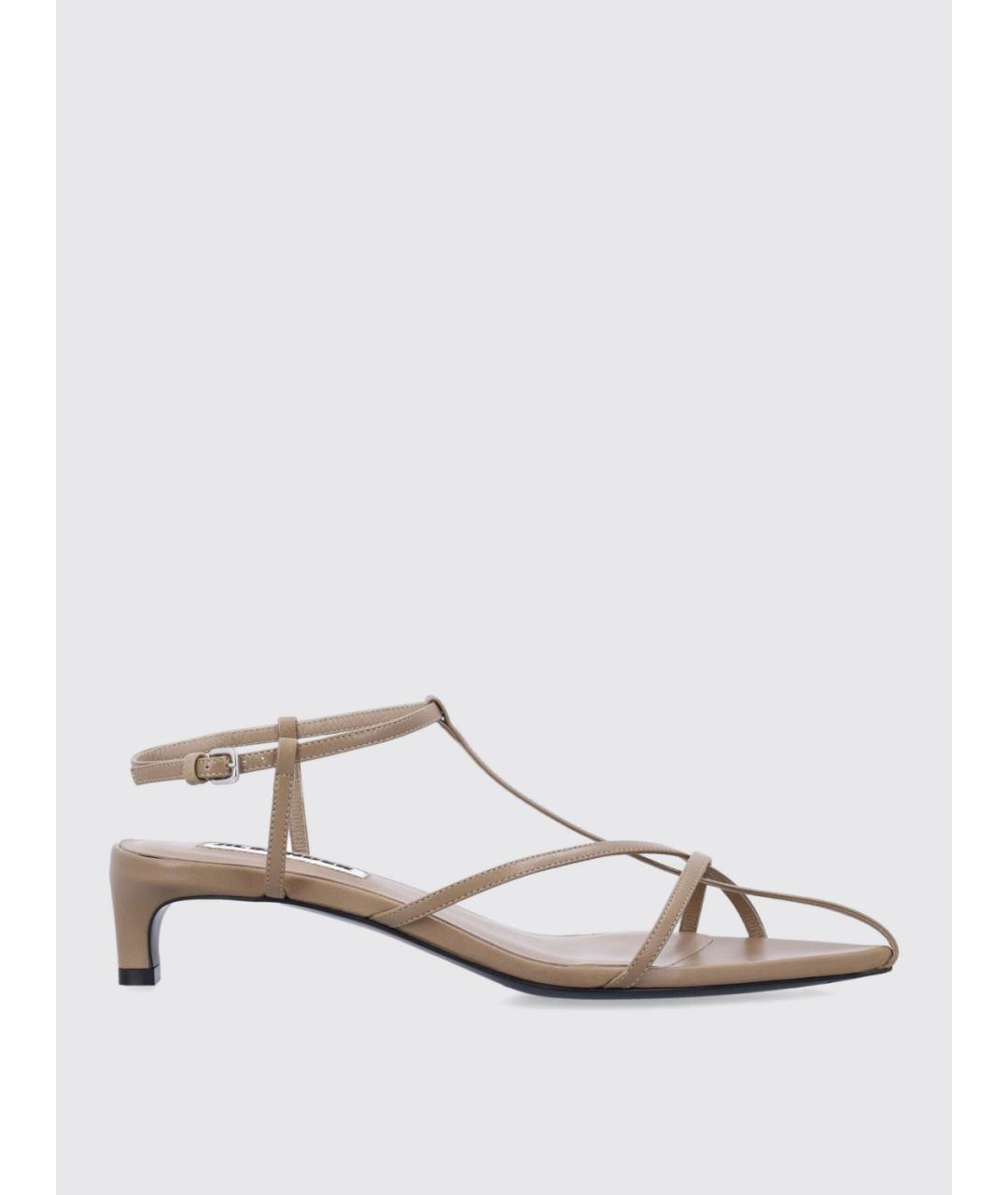 JIL SANDER Хаки кожаные босоножки, фото 5