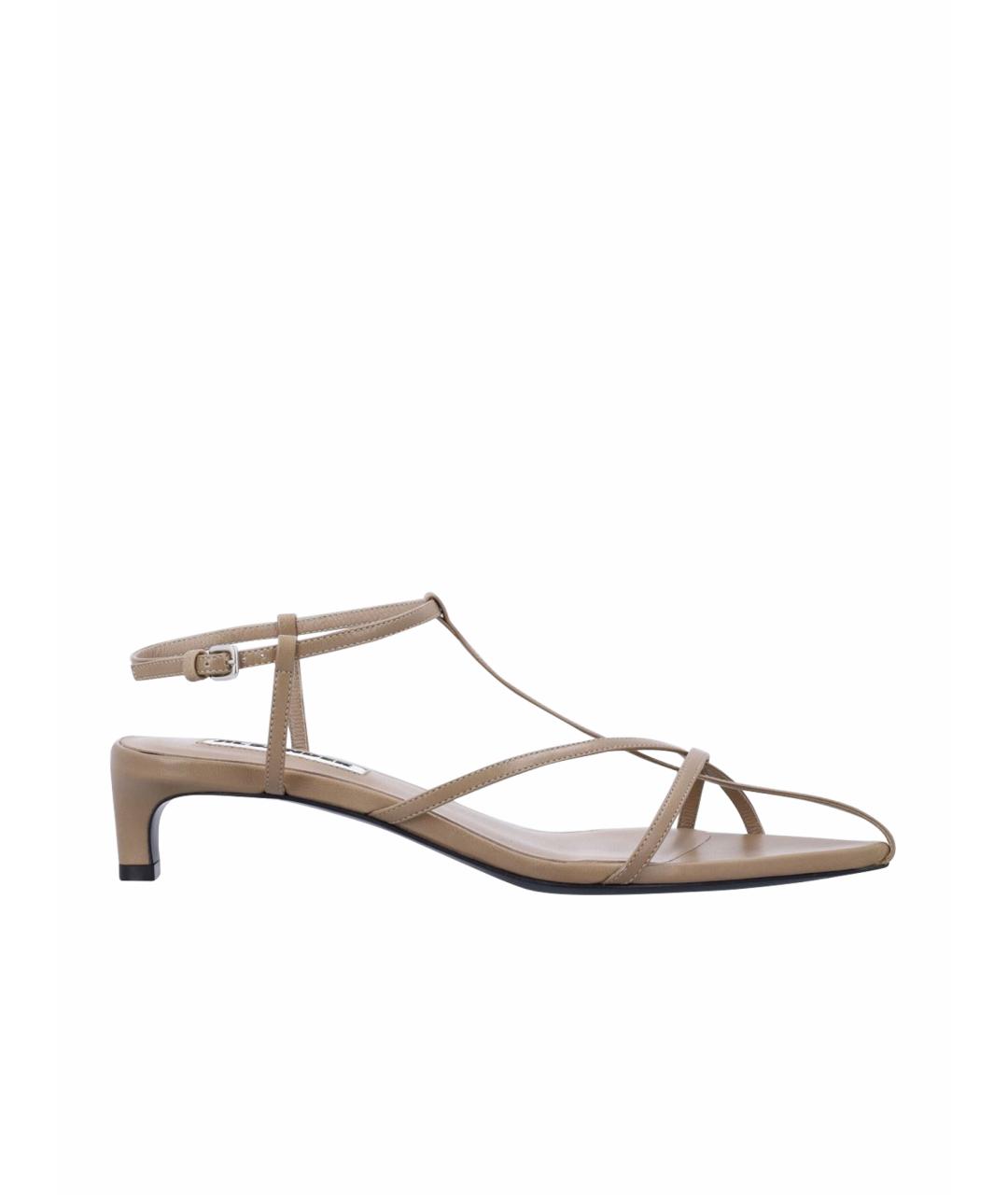 JIL SANDER Хаки кожаные босоножки, фото 1