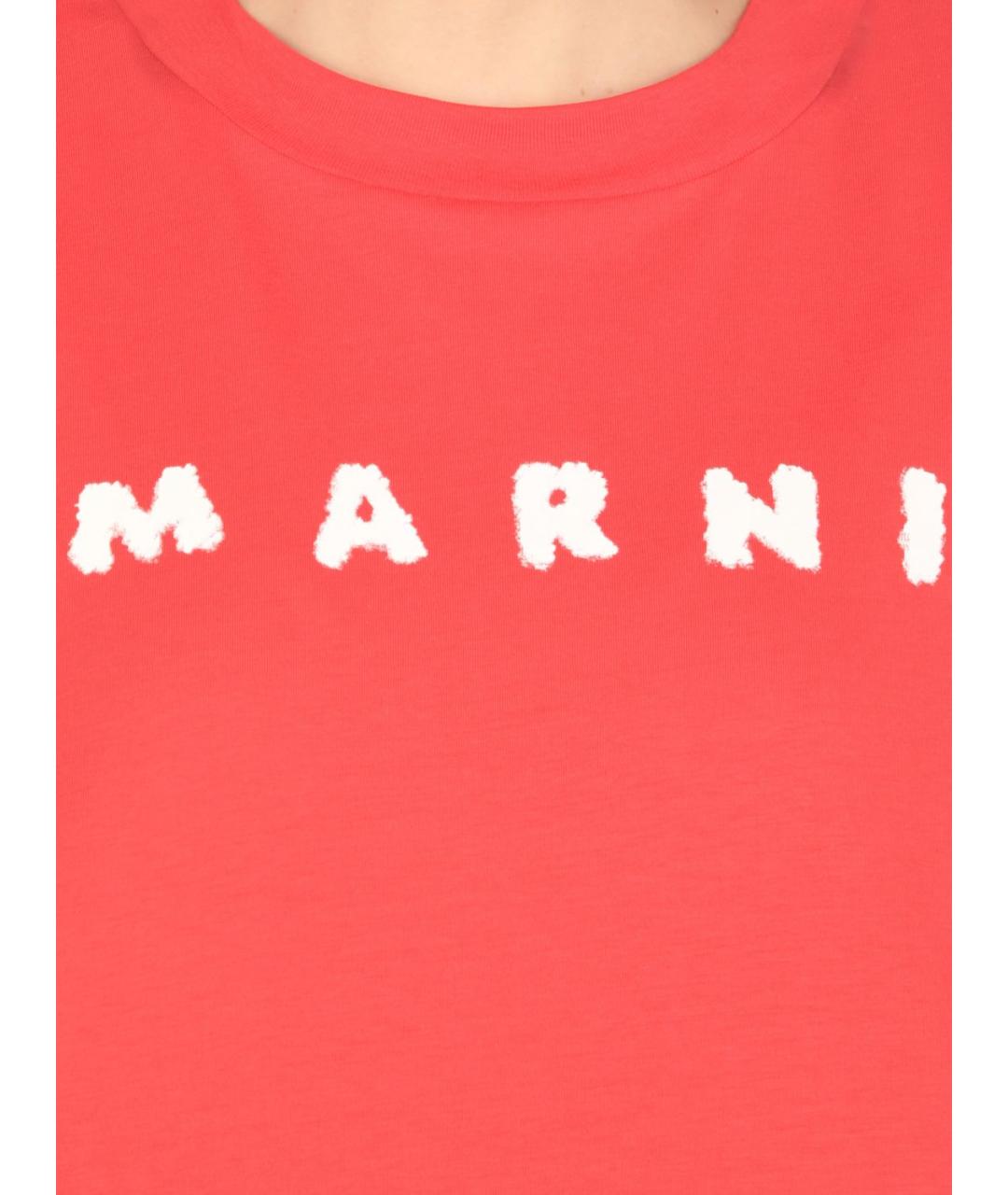 MARNI Коралловая хлопковая футболка, фото 4