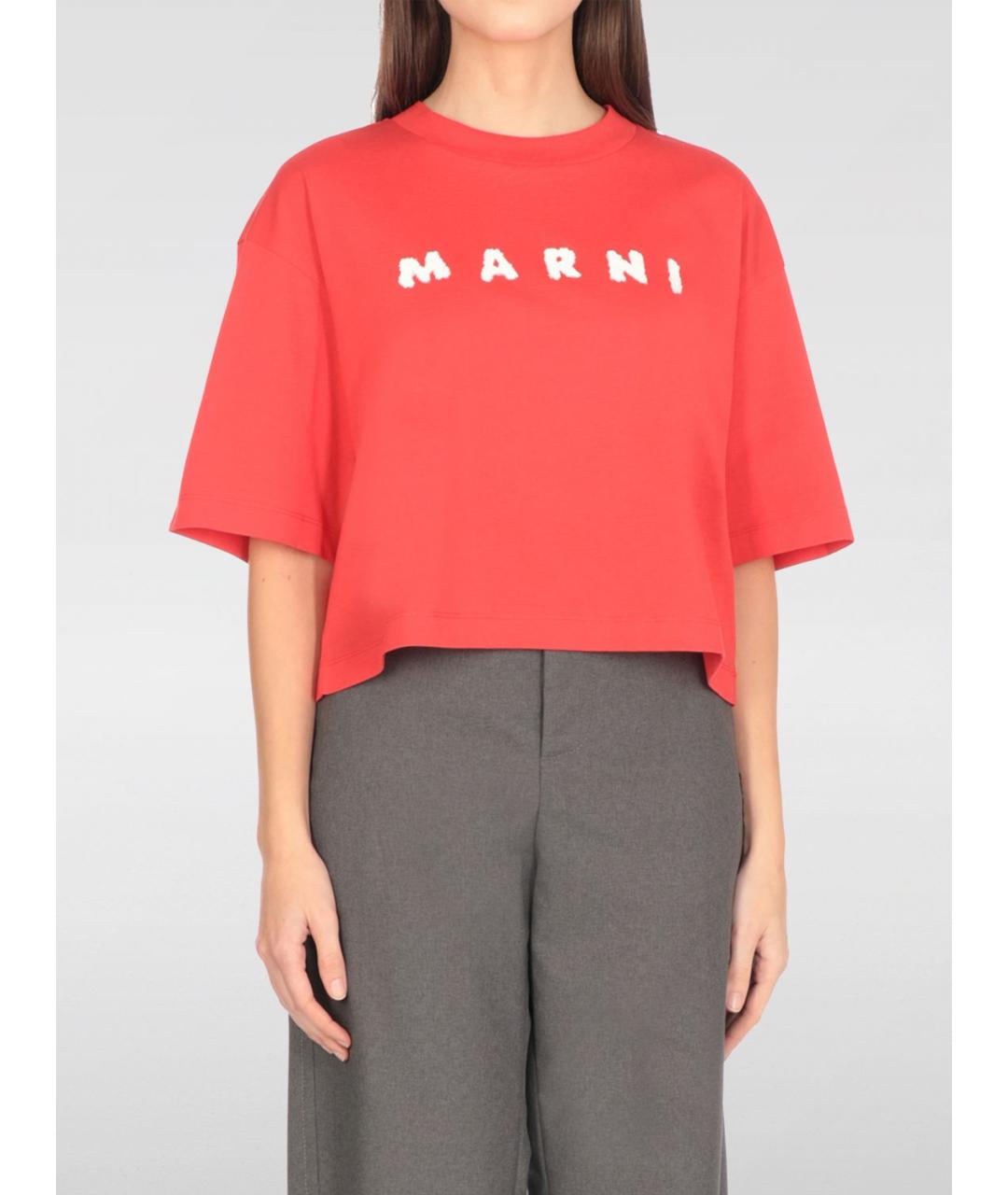 MARNI Коралловая хлопковая футболка, фото 2
