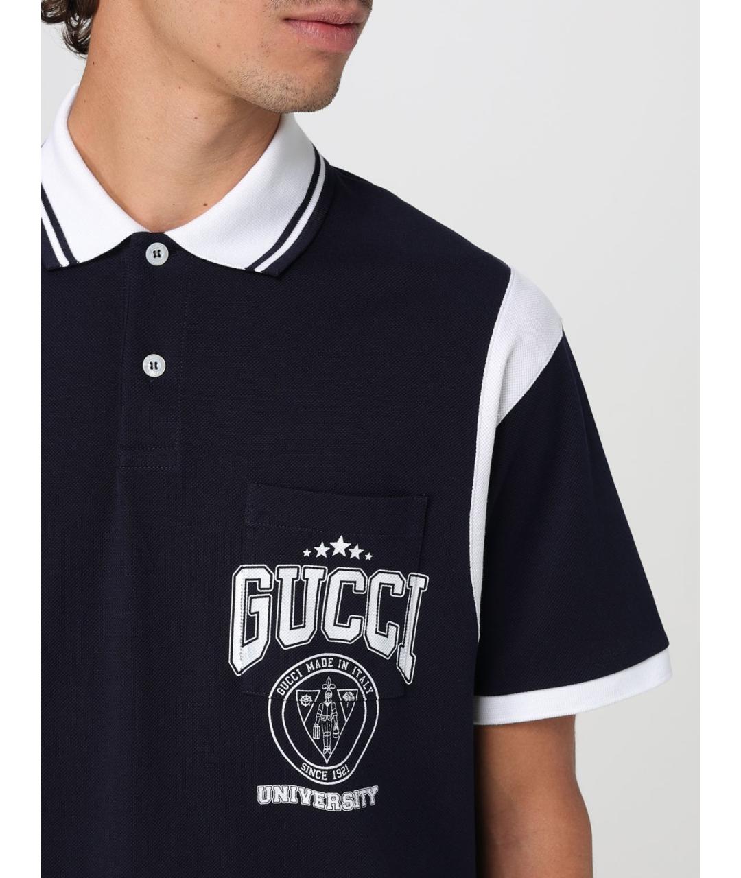 GUCCI Синее поло с коротким рукавом, фото 5