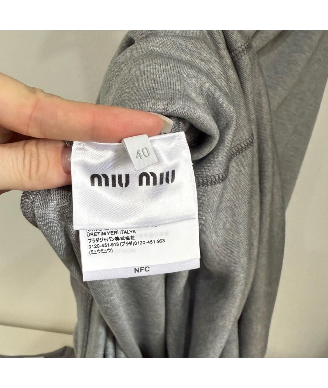 MIU MIU Серый шелковый сарафан, фото 6