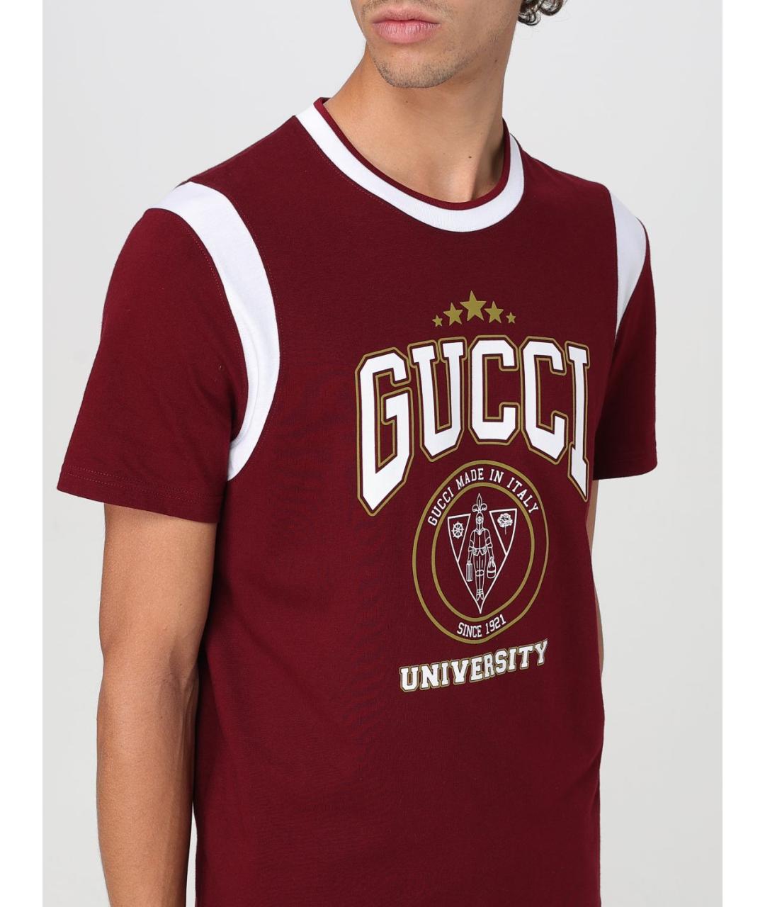 GUCCI Бордовая футболка, фото 5