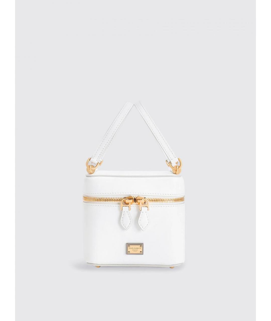 DOLCE&GABBANA Белая кожаная сумка с короткими ручками, фото 4