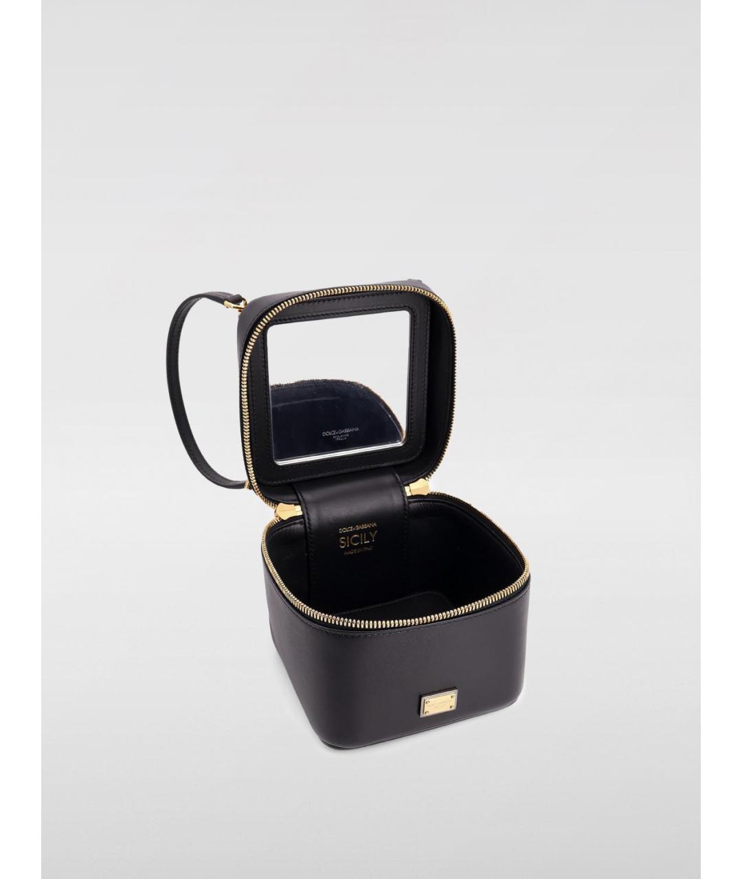 DOLCE&GABBANA Черная кожаная сумка с короткими ручками, фото 4