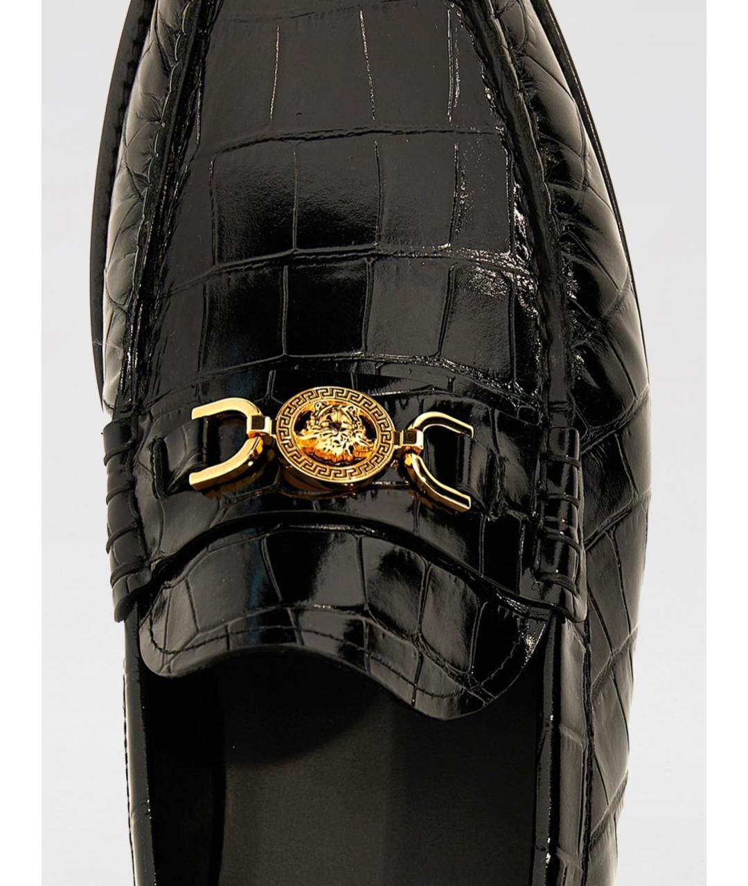 VERSACE Черные лоферы из лакированной кожи, фото 4