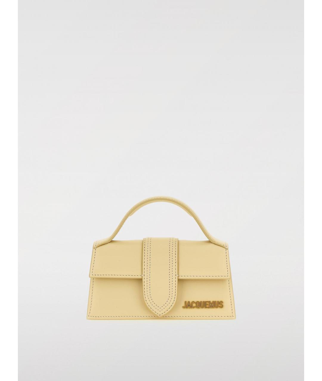 JACQUEMUS Желтая кожаная сумка с короткими ручками, фото 5