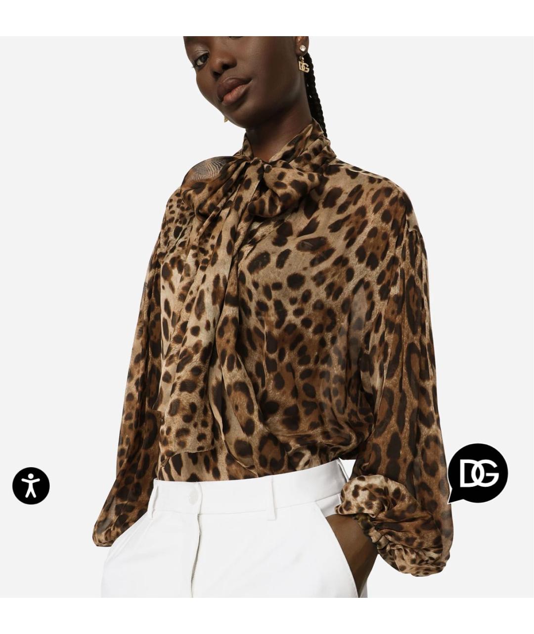 DOLCE&GABBANA Коричневая шифоновая блузы, фото 3