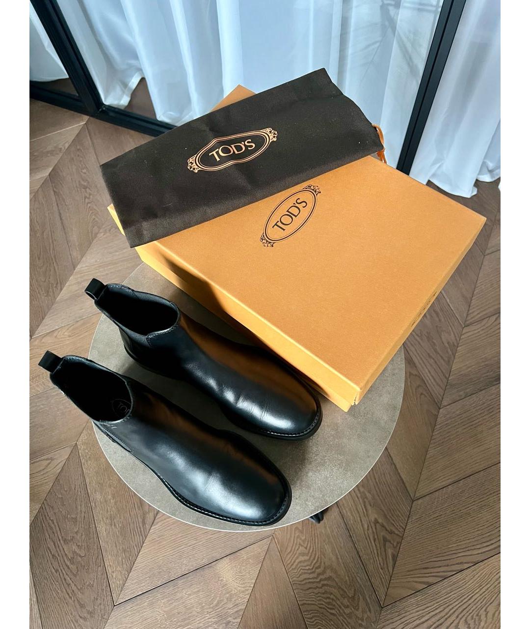 TOD'S Черные кожаные ботинки, фото 3