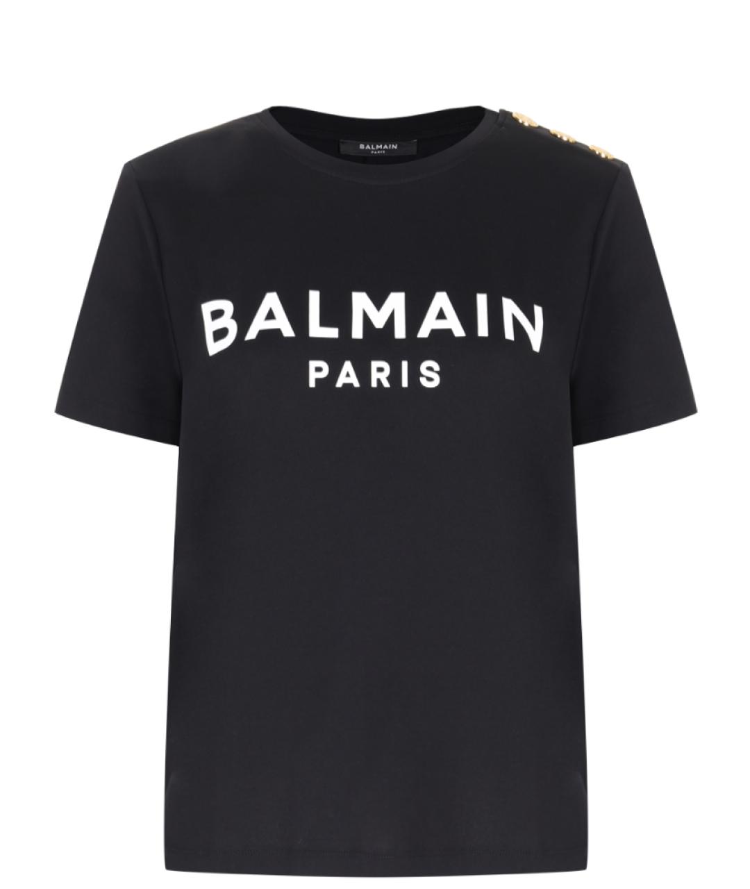 BALMAIN Черная хлопковая футболка, фото 1
