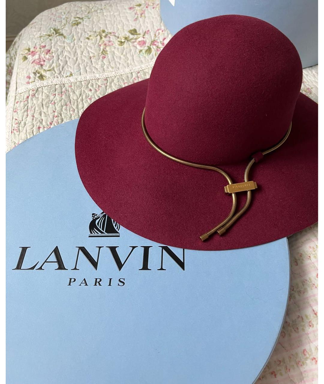 LANVIN Бордовая шерстяная шляпа, фото 4