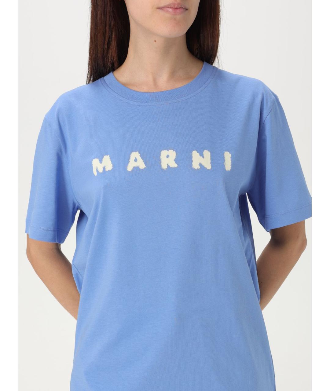 MARNI Синяя хлопковая футболка, фото 6
