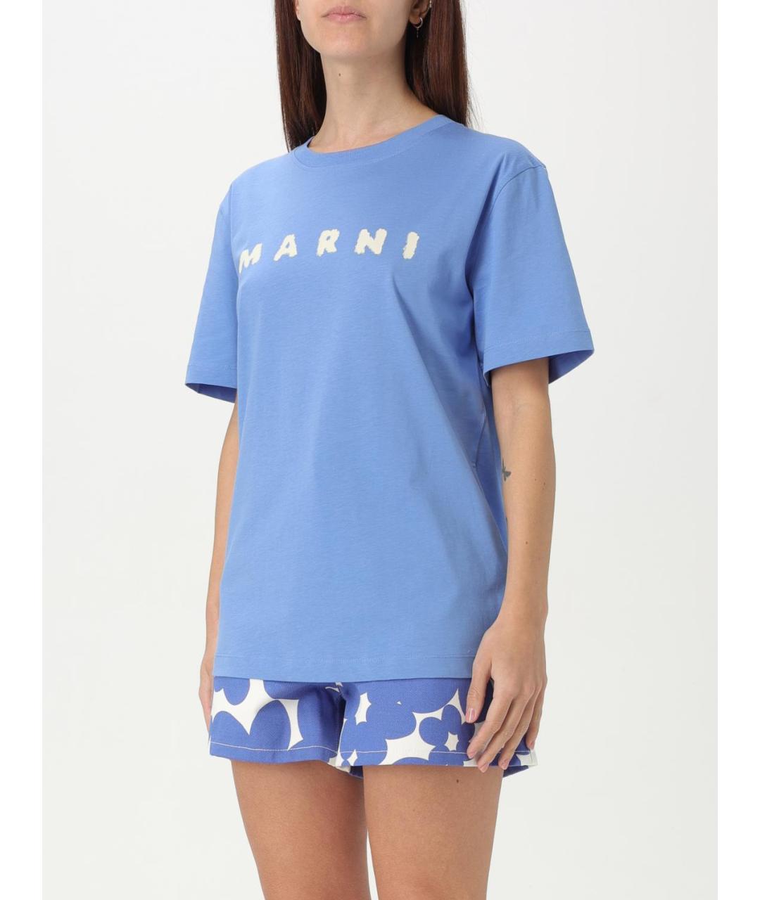 MARNI Синяя хлопковая футболка, фото 5