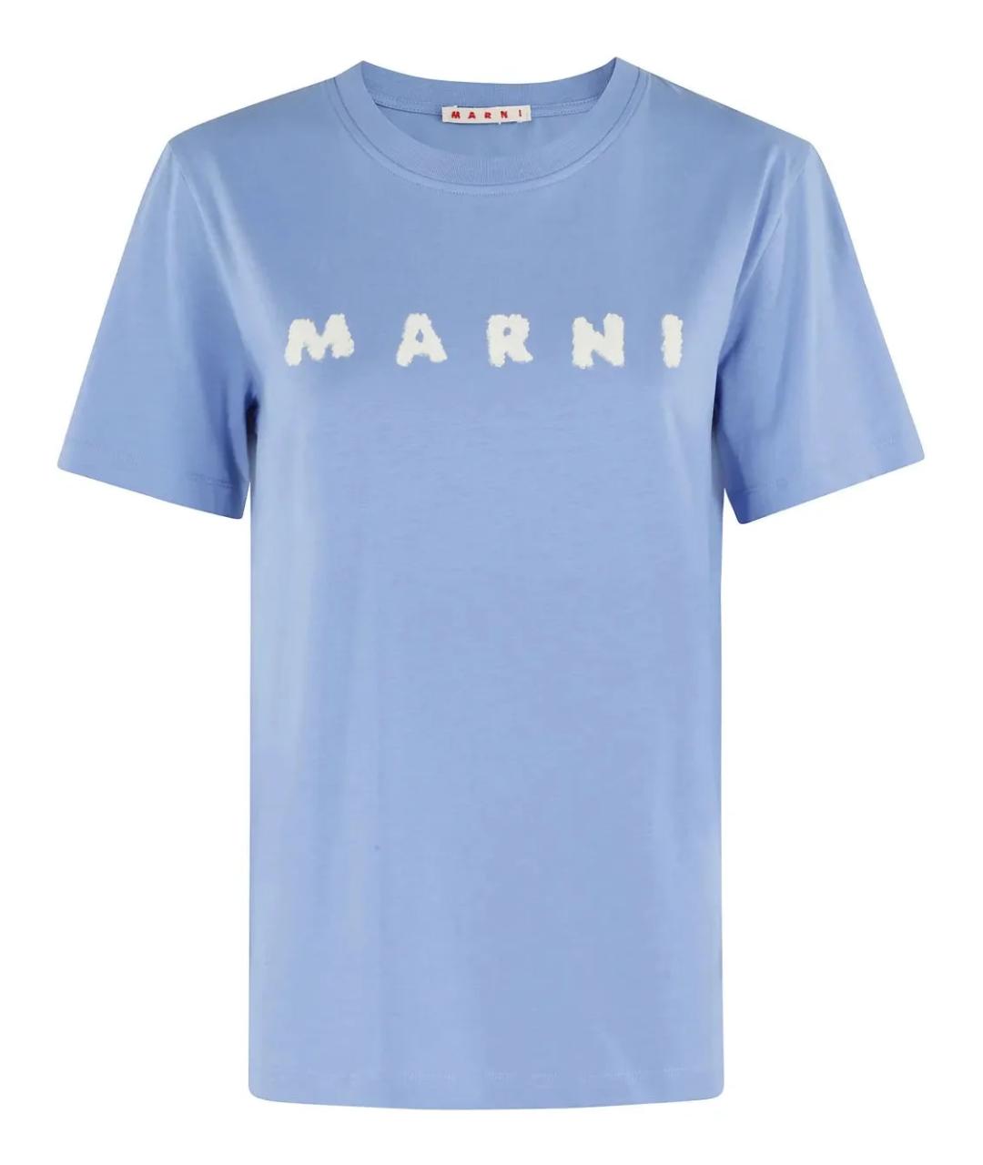 MARNI Синяя хлопковая футболка, фото 1