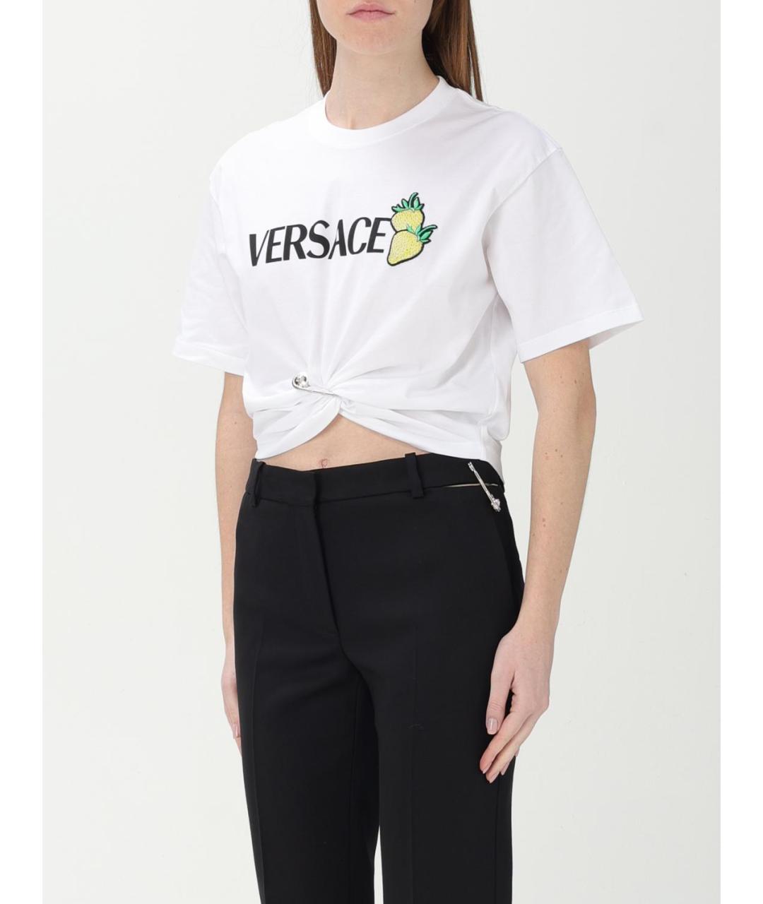 VERSACE Белая хлопковая футболка, фото 5
