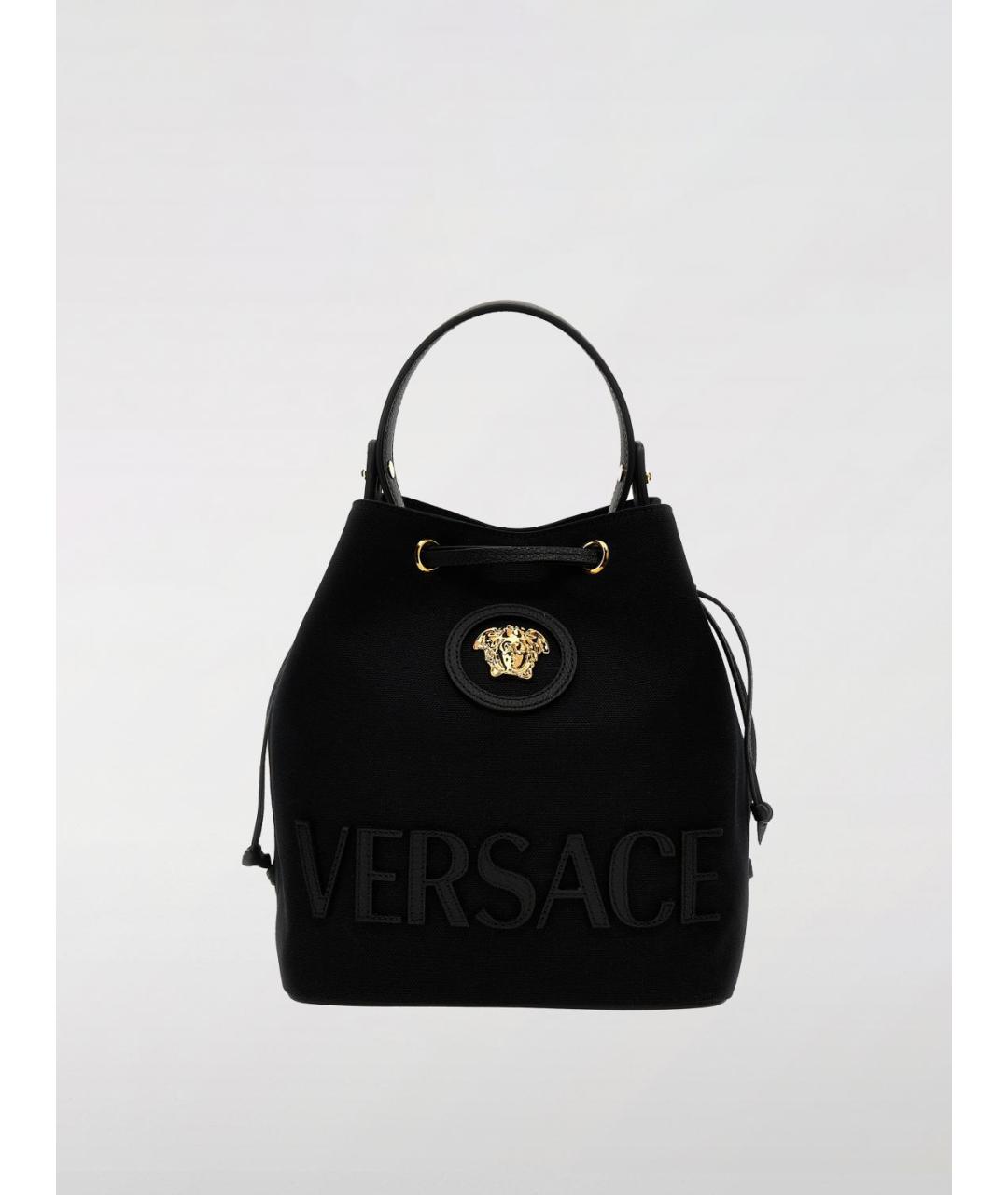 VERSACE Черная тканевая сумка тоут, фото 5