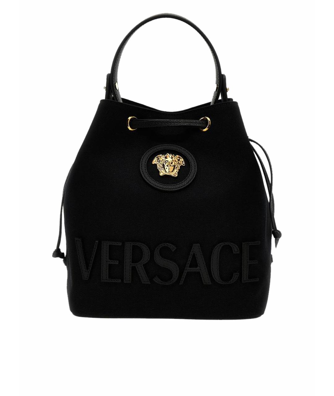 VERSACE Черная тканевая сумка тоут, фото 1
