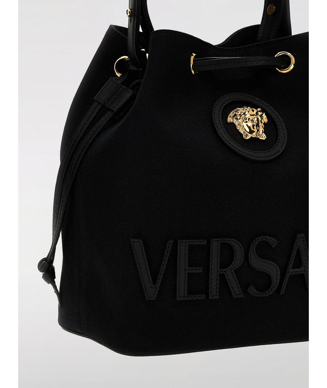 VERSACE Черная тканевая сумка тоут, фото 3