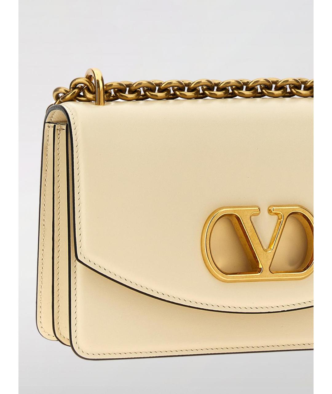 VALENTINO Бежевая кожаная сумка через плечо, фото 3
