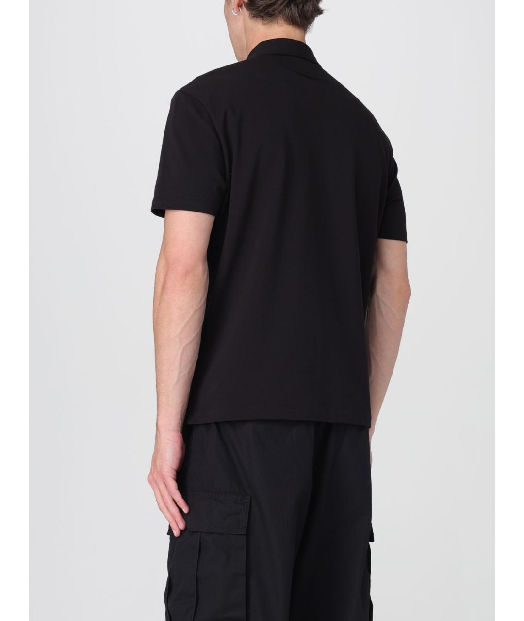 CP COMPANY Черное хлопко-эластановое поло с коротким рукавом, фото 3