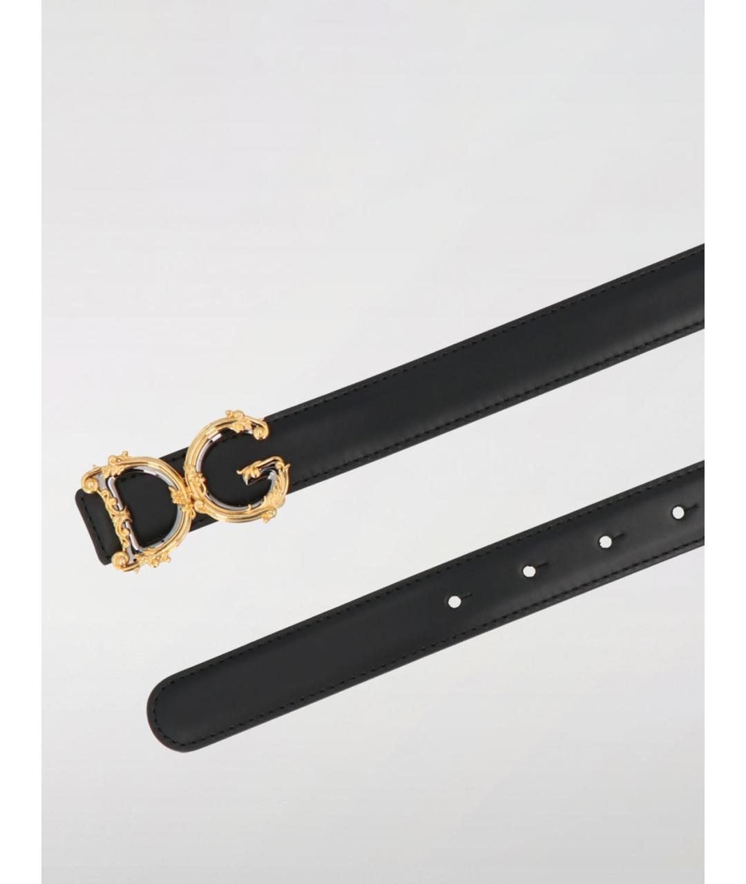 DOLCE&GABBANA Черный кожаный ремень, фото 2