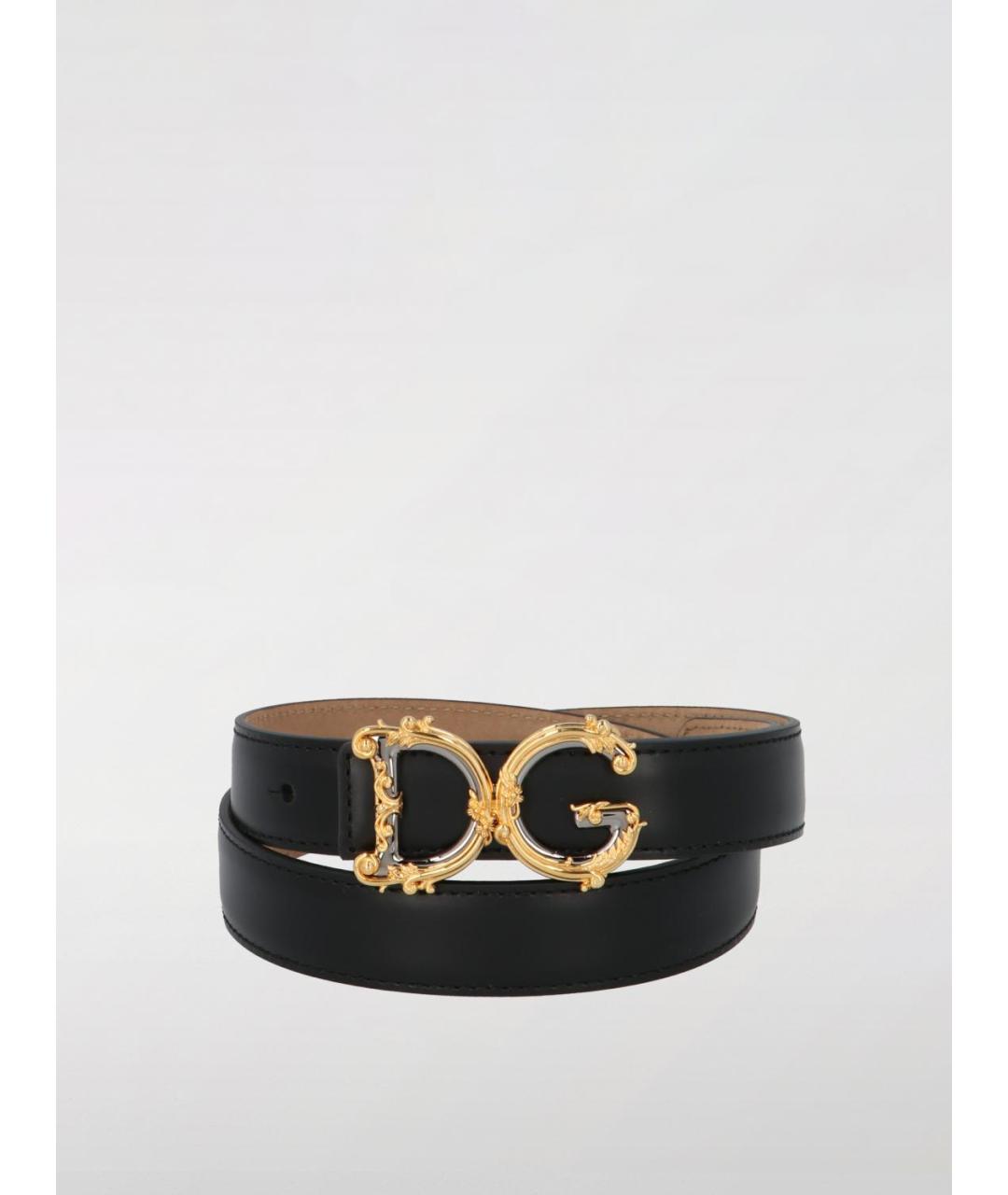 DOLCE&GABBANA Черный кожаный ремень, фото 3