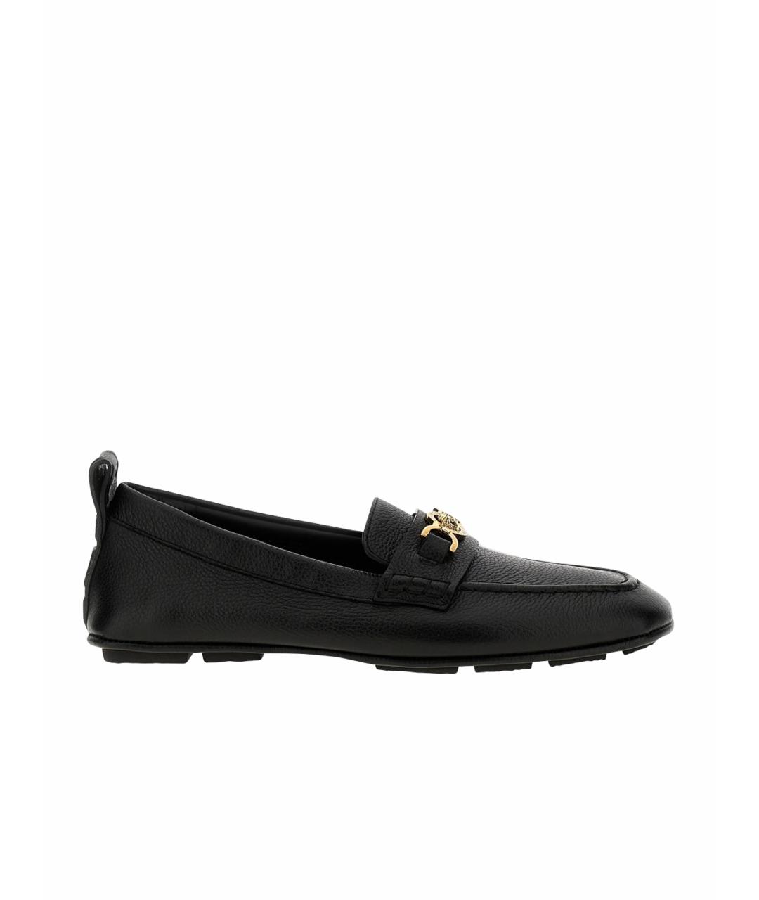VERSACE Черные кожаные лоферы, фото 1