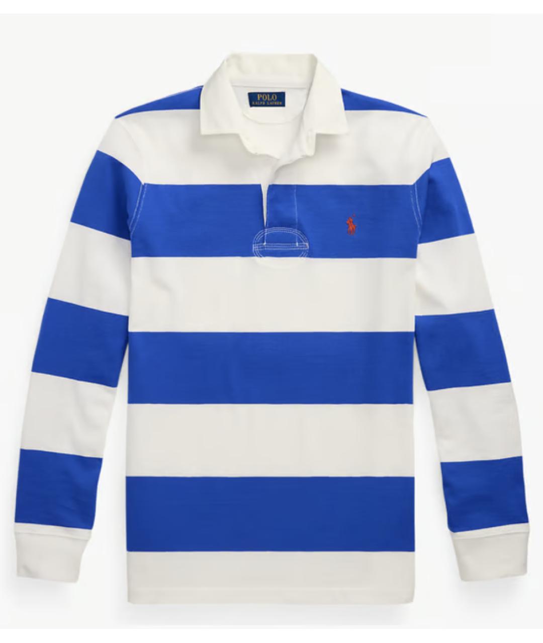 POLO RALPH LAUREN Синее хлопковое поло с длинным рукавом, фото 5