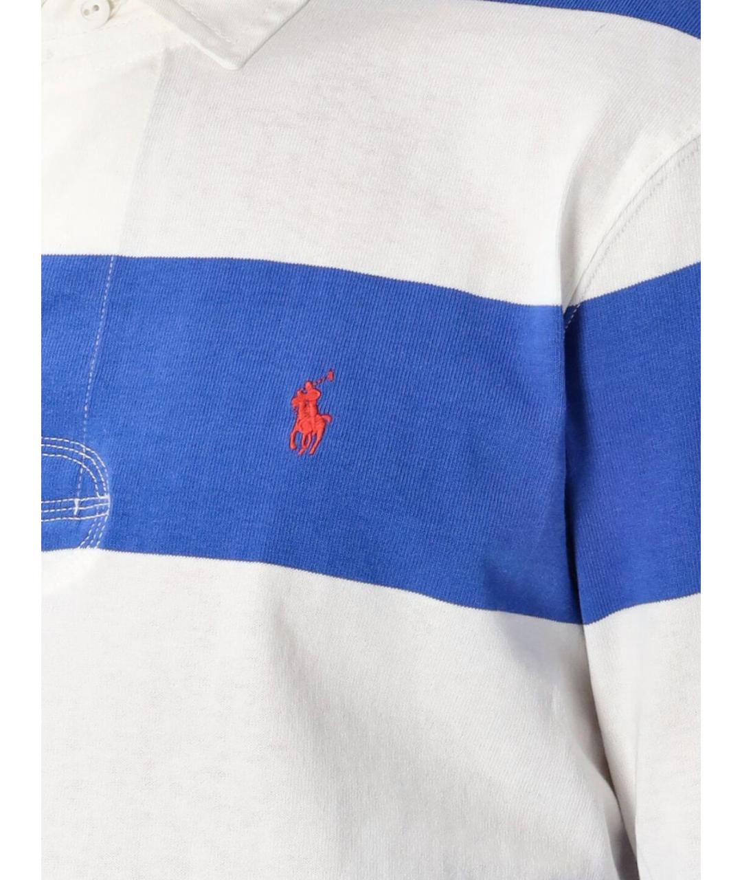 POLO RALPH LAUREN Синее хлопковое поло с длинным рукавом, фото 4