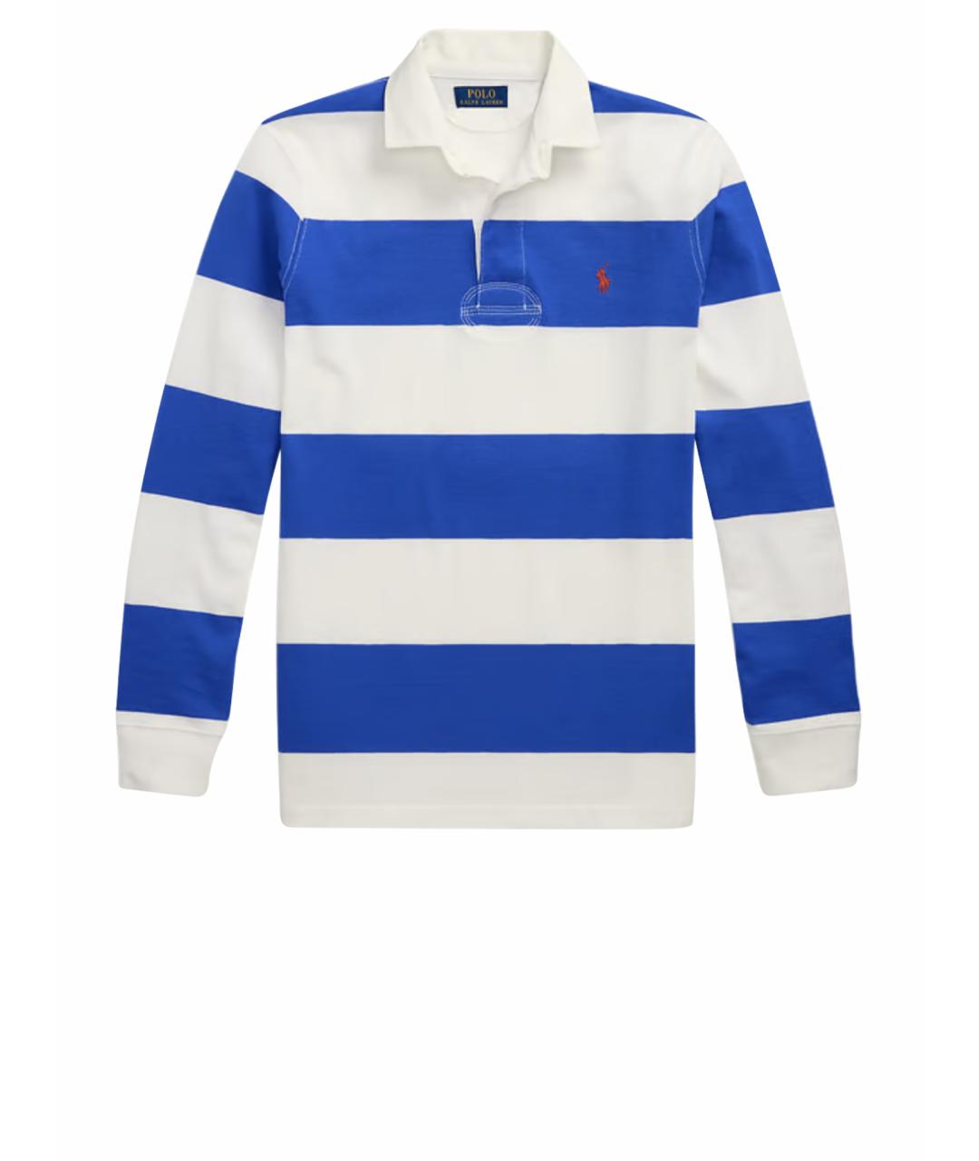 POLO RALPH LAUREN Синее хлопковое поло с длинным рукавом, фото 1