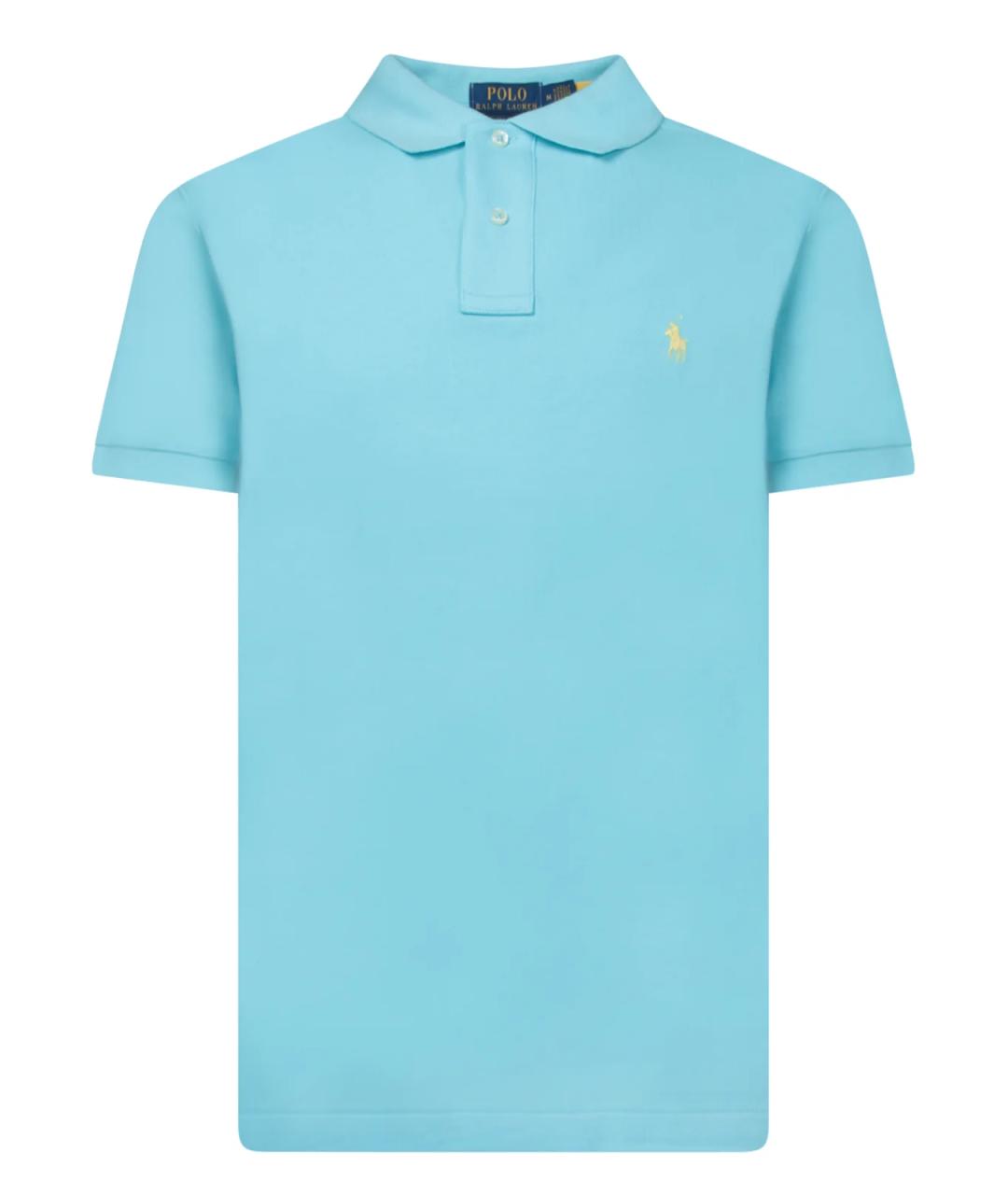 POLO RALPH LAUREN Голубое хлопковое поло с коротким рукавом, фото 1