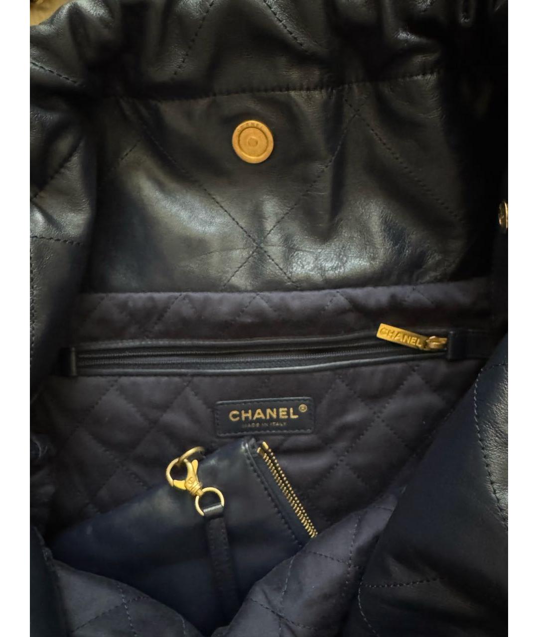 CHANEL Темно-синяя кожаная сумка через плечо, фото 4