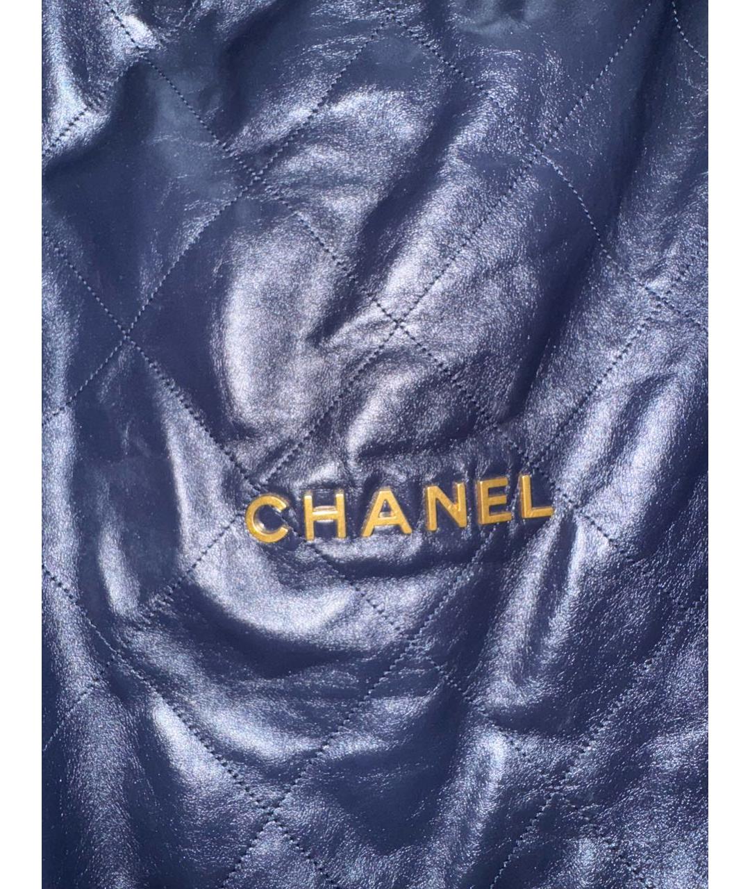 CHANEL Темно-синяя кожаная сумка через плечо, фото 3
